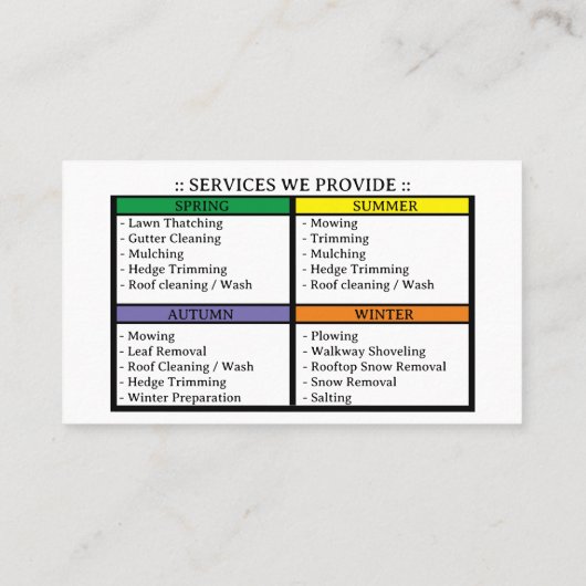 季節別造園気にの名刺 名刺 (裏面)