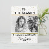 季節到来 ゴールドスパッタ モダン ホリデー フォト 招待状 (スタンド正面)