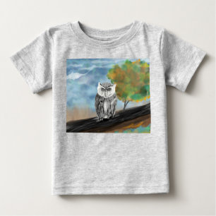 季節性フクロウプリント ベビーTシャツ
