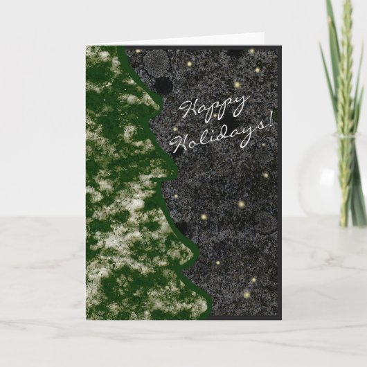 季節性花崗岩テクスチャグリーンハッピーホリデーズ シーズンカード (正面)