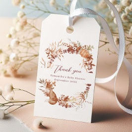 季節感あふれる秋の妖狐とカボチャのベイビーシャワーのお礼 ギフトタグ