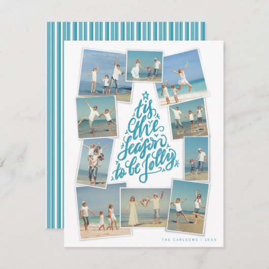 季節感たっぷりの手書きツリー写真コラージュ (正面/裏面)