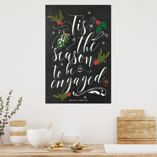 季節感満載のエンゲージメント ウィンターウェディング サイン (キッチン)