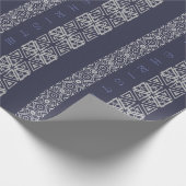 季節的なオーナメントの青い銀製のCostumの挨拶 ラッピングペーパー (角)