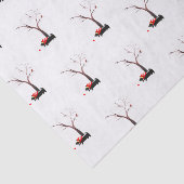 季節的な冬のスコッチテリアの犬そしてロビン 薄葉紙 (詳細)