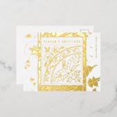 季節的な挨拶エレガントのモダンクラシック 箔シーズンポストカード (正面/裏面)