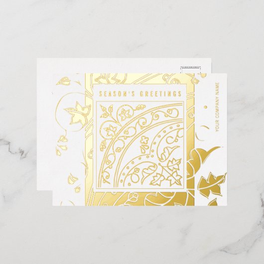 季節的な挨拶エレガントのモダンクラシック 箔シーズンポストカード (正面/裏面)