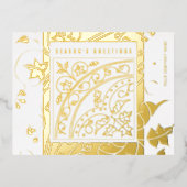 季節的な挨拶エレガントのモダンクラシック 箔シーズンポストカード (正面)
