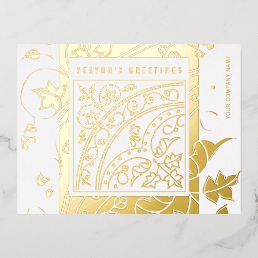 季節的な挨拶エレガントのモダンクラシック 箔シーズンポストカード (正面)