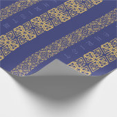 季節的なOrnamenticの調節可能な挨拶の青 ラッピングペーパー (角)