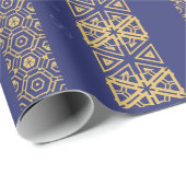 季節的なOrnamenticの調節可能な挨拶の青 ラッピングペーパー (ロールコーナー)