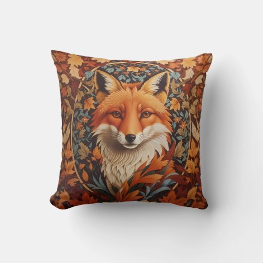 季節紅葉レッドキツネ顔 クッション (正面)