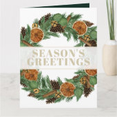 季節素朴の冬の松リース折り返し休日 カード (正面)