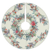 季節素朴の水色フローラクリスマスアイボリー ブラッシュドポリエステルツリースカート (正面)