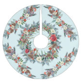 季節素朴の水色フローラクリスマスミント ブラッシュドポリエステルツリースカート (正面)