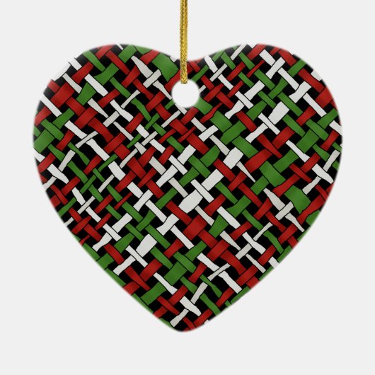 季節織りグラフィカルカラフルラップ セラミックオーナメント (裏面)