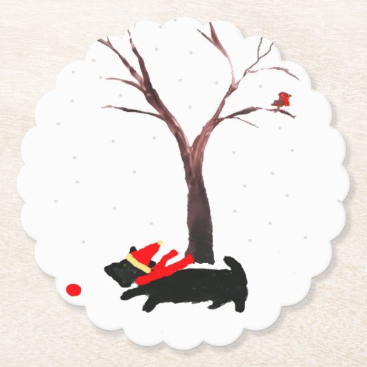 季節限定アートスコットランド犬ロビン ペーパーコースター (正面)