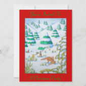 孤およびウサギの雪場面クリスマスの招待 招待状 (正面)