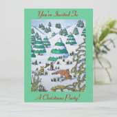 孤およびウサギの雪場面chrismasの招待 招待状 (スタンド正面)