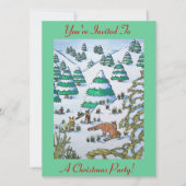 孤およびウサギの雪場面chrismasの招待 招待状 (正面)