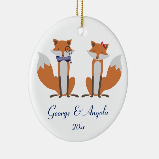 孤のクリスマスツリーのオーナメントのカップル セラミックオーナメント (右)