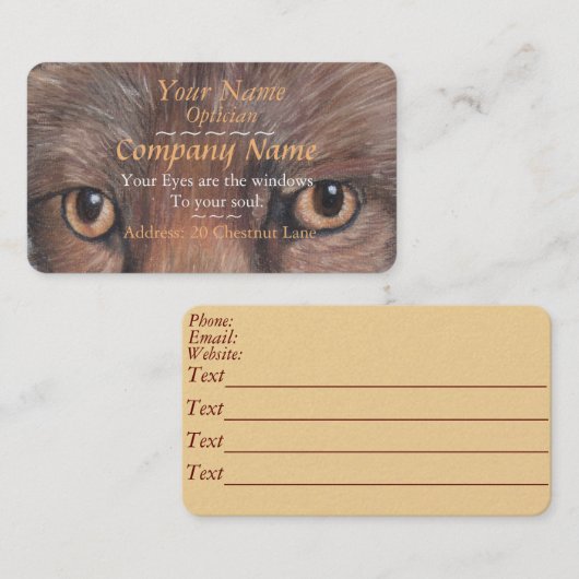 孤の写真は元の芸術の眼鏡技師を注目します 名刺 (正面/裏面)