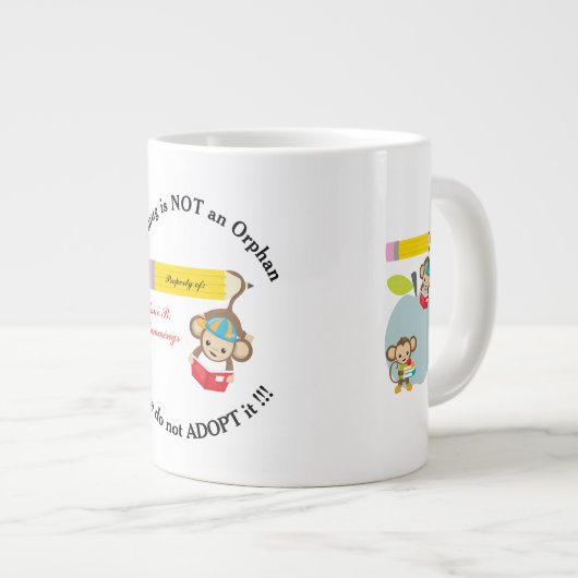 孤児でない者は猿読みをしないで下さい ジャンボコーヒーマグカップ (正面右)