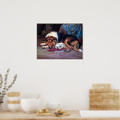 孤児の犬がコリーに救われる – ヴィンテージアートプリント ポスター (キッチン)