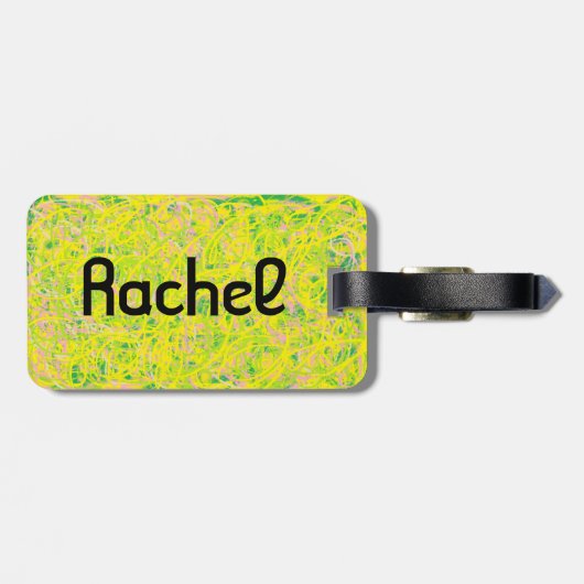 孤児の黒い抽象美術の黄色からのレイチェル ラゲッジタグ (裏面横)
