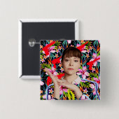 孤児の黒|アリソン-花パターン 缶バッジ (正面&裏面)