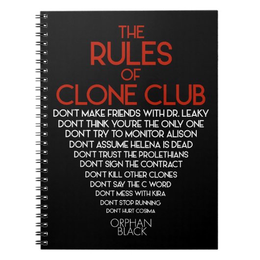 孤児の黒|クローンクラブの規則 ノートブック (正面)