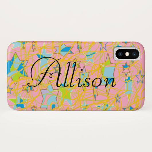 孤児の黒、抽象的なw/starsのcalligからのアリソン Case-Mate iPhoneケース (裏面(横))