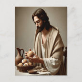 孤独が聖なるパンを破るイエス ポストカード (正面)