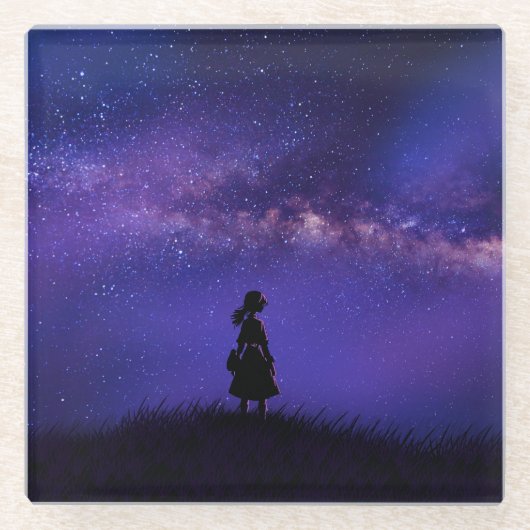 孤独と星空の夜 ガラスコースター (正面)