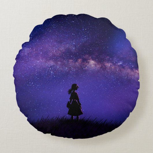 孤独と星空の夜 ラウンドクッション (正面)