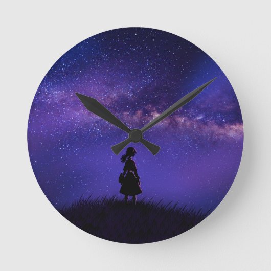 孤独と星空の夜 ラウンド壁時計 (正面)