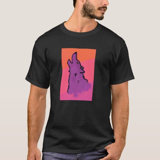 孤独なオオカミのプリント Tシャツ (正面)