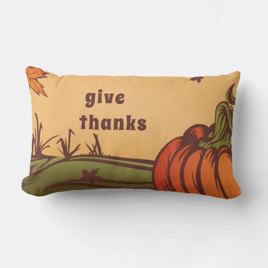孤独なカボチャのフィールドの一つ。紅葉秋。 ランバークッション (正面)