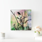 孤独なカラスの柱時計 スクエア壁時計 (ホーム)