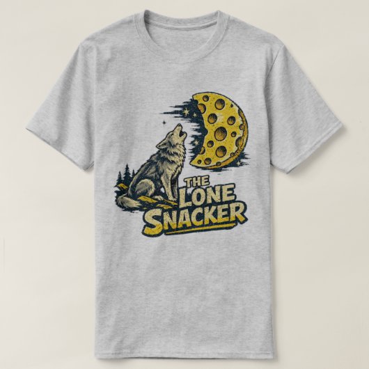 孤独なスナッカーの面白い遠吠えするキツネと月グラフィック Tシャツ (デザイン正面)