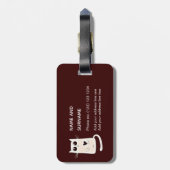 孤独なハートかわいいパーソナライズされた猫 ラゲッジタグ (裏面縦)