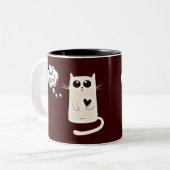 孤独なハートキャットコーヒーラバーズ引用文 ツートーンマグカップ (正面左)