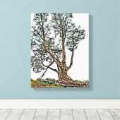 孤独なヒノキ キャンバスプリント (インサイチュ (ウッドフロア))