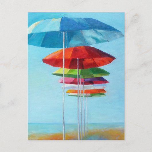 孤独なビーチ傘が人間を待ち望む ポストカード (正面)