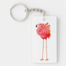 孤独なピンクのフラミンゴの鳥Keychain