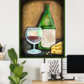 孤独な中年女性のためのワインとチーズ ポスター (ホームオフィス)