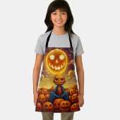孤独な刑務所ゾンビはカボチャに囲まれて座っている エプロン (インサイチュ)