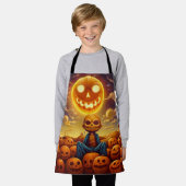 孤独な刑務所ゾンビはカボチャに囲まれて座っている エプロン (着用した状態)