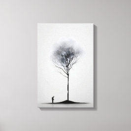 孤独な反射ミニマリスト白黒アート キャンバスプリント