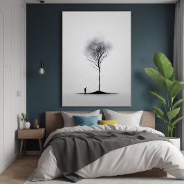 孤独な反射ミニマリスト白黒アート ポスター